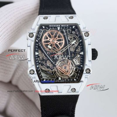 Swiss Replica Richard Mille RM 27-05 Flying Tourbillon Rafael Nadal White Carbon Fiber Watch 